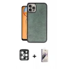MARSİLYAN™- iPhone 15 Pro Max Kılıf Kıvılcım Işık Serisi - Siyah Bilvis 3D Mat Cam Ekran Koruyucu + PVD Metal Kamera Lens - LT