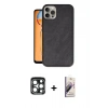 MARSİLYAN™- iPhone 15 Pro Max Kılıf Kıvılcım Işık Serisi - Siyah Bilvis 3D Mat Cam Ekran Koruyucu + PVD Metal Kamera Lens - LT
