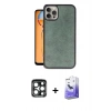 MARSİLYAN™- iPhone 15 Pro Max Kılıf Kıvılcım Işık Serisi - Siyah Bilvis 5in1 5D Magic Hayalet Cam Ekran Koruyucu + PVD Metal Kamera Lens - LT