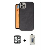 MARSİLYAN™- iPhone 15 Pro Max Kılıf Kıvılcım Işık Serisi - Siyah Bilvis Hayalet Cam Ekran Koruyucu + PVD Metal Kamera Lens - LT