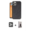 MARSİLYAN™- iPhone 15 Pro Max Kılıf Kıvılcım Işık Serisi - Siyah Bilvis Hayalet Cam Ekran Koruyucu + PVD Metal Kamera Lens - GI