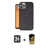 MARSİLYAN™- iPhone 15 Pro Max Kılıf Kıvılcım Işık Serisi - Siyah Buffer Cam Ekran Koruyucu + PVD Metal Kamera Lens - GI