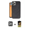 MARSİLYAN™- iPhone 15 Pro Max Kılıf Kıvılcım Işık Serisi - Siyah Buffer Cam Ekran Koruyucu + PVD Metal Kamera Lens - SH