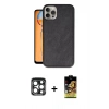 MARSİLYAN™- iPhone 15 Pro Max Kılıf Kıvılcım Işık Serisi - Siyah Buffer Cam Ekran Koruyucu + PVD Metal Kamera Lens - LT