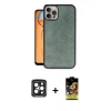 MARSİLYAN™- iPhone 15 Pro Max Kılıf Kıvılcım Işık Serisi - Siyah Buffer Cam Ekran Koruyucu + PVD Metal Kamera Lens - SH