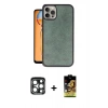 MARSİLYAN™- iPhone 15 Pro Max Kılıf Kıvılcım Işık Serisi - Siyah Buffer Cam Ekran Koruyucu + PVD Metal Kamera Lens - LT