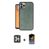 MARSİLYAN™- iPhone 15 Pro Max Kılıf Kıvılcım Işık Serisi - Siyah Buffer Hayalet Cam Ekran Koruyucu + PVD Metal Kamera Lens - GI