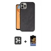 MARSİLYAN™- iPhone 15 Pro Max Kılıf Kıvılcım Işık Serisi - Siyah Buffer Hayalet Cam Ekran Koruyucu + PVD Metal Kamera Lens - GI