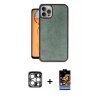 MARSİLYAN™- iPhone 15 Pro Max Kılıf Kıvılcım Işık Serisi - Siyah Buffer Hayalet Cam Ekran Koruyucu + PVD Metal Kamera Lens - GS