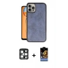 MARSİLYAN™- iPhone 15 Pro Max Kılıf Kıvılcım Işık Serisi - Siyah Buffer Hayalet Cam Ekran Koruyucu + PVD Metal Kamera Lens - LT