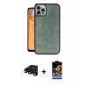 MARSİLYAN™- iPhone 15 Pro Max Kılıf Kıvılcım Işık Serisi - Siyah Buffer Hayalet Cam Ekran Koruyucu + Raze Metal Kamera Lens - SH