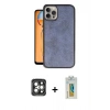 MARSİLYAN™- iPhone 15 Pro Max Kılıf Kıvılcım Işık Serisi - Siyah Polymer Nano Ekran Koruyucu + Gri PVD Metal Kamera Lens
