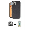 MARSİLYAN™- iPhone 15 Pro Max Kılıf Kıvılcım Işık Serisi - Siyah Polymer Nano Ekran Koruyucu + PVD Metal Kamera Lens - GI