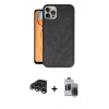 MARSİLYAN™- iPhone 15 Pro Max Kılıf Kıvılcım Işık Serisi - Siyah Vanessa Magic Hayalet Cam + Gümüş Raze Metal Kamera Lens