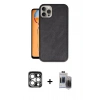 MARSİLYAN™- iPhone 15 Pro Max Kılıf Kıvılcım Işık Serisi - Siyah Vanessa Magic Hayalet Cam + PVD Metal Kamera Lens - GS