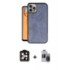 MARSİLYAN™- iPhone 15 Pro Max Kılıf Kıvılcım Işık Serisi - Siyah Vanessa Magic Hayalet Cam + Turuncu PVD Metal Kamera Lens