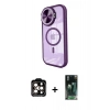 MARSİLYAN™- iPhone 15 Pro Max Kılıf Kıvılcım Modern Koleksiyonu - Şeffaf 360 Full Body Arka Koruyucu + PVD Metal Kamera Lens - TU