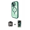MARSİLYAN™- iPhone 15 Pro Max Kılıf Kıvılcım Modern Koleksiyonu - Şeffaf 360 Full Body Arka Koruyucu + PVD Metal Kamera Lens - TU