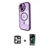 MARSİLYAN™- iPhone 15 Pro Max Kılıf Kıvılcım Modern Koleksiyonu - Şeffaf 360 Full Body Arka Koruyucu + PVD Metal Kamera Lens - LT