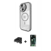 MARSİLYAN™- iPhone 15 Pro Max Kılıf Kıvılcım Modern Koleksiyonu - Şeffaf 360 Full Body Arka Koruyucu + Raze Metal Kamera Lens - GS