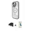 MARSİLYAN™- iPhone 15 Pro Max Kılıf Kıvılcım Modern Koleksiyonu - Şeffaf Pasifik Cam Ekran Koruyucu + Gümüş Raze Metal Kamera Lens