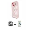 MARSİLYAN™- iPhone 15 Pro Max Kılıf Kıvılcım Modern Koleksiyonu - Şeffaf Pasifik Cam Ekran Koruyucu + PVD Metal Kamera Lens - GI