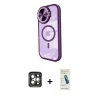 MARSİLYAN™- iPhone 15 Pro Max Kılıf Kıvılcım Modern Koleksiyonu - Şeffaf Pasifik Cam Ekran Koruyucu + PVD Metal Kamera Lens - GI
