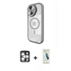 MARSİLYAN™- iPhone 15 Pro Max Kılıf Kıvılcım Modern Koleksiyonu - Şeffaf Pasifik Cam Ekran Koruyucu + PVD Metal Kamera Lens - GS