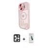 MARSİLYAN™- iPhone 15 Pro Max Kılıf Kıvılcım Modern Koleksiyonu - Şeffaf Pasifik Cam Ekran Koruyucu + PVD Metal Kamera Lens - LT