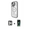 MARSİLYAN™- iPhone 15 Pro Max Kılıf Kıvılcım Modern Koleksiyonu - Siyah 360 Mat Full Body Arka Koruyucu + PVD Metal Kamera Lens - GS