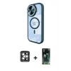 MARSİLYAN™- iPhone 15 Pro Max Kılıf Kıvılcım Modern Koleksiyonu - Siyah 360 Mat Full Body Arka Koruyucu + PVD Metal Kamera Lens - GI