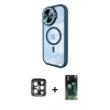 MARSİLYAN™- iPhone 15 Pro Max Kılıf Kıvılcım Modern Koleksiyonu - Siyah 360 Mat Full Body Arka Koruyucu + PVD Metal Kamera Lens - LT