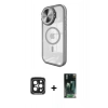 MARSİLYAN™- iPhone 15 Pro Max Kılıf Kıvılcım Modern Koleksiyonu - Siyah 360 Mat Full Body Arka Koruyucu + Siyah PVD Metal Kamera Lens