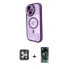 MARSİLYAN™- iPhone 15 Pro Max Kılıf Kıvılcım Modern Koleksiyonu - Siyah 360 Mat Full Body Arka Koruyucu + PVD Metal Kamera Lens - GI