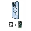 MARSİLYAN™- iPhone 15 Pro Max Kılıf Kıvılcım Modern Koleksiyonu - Siyah 360 Mat Full Body Arka Koruyucu + PVD Metal Kamera Lens - GS