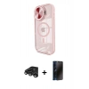 MARSİLYAN™- iPhone 15 Pro Max Kılıf Kıvılcım Modern Koleksiyonu - Siyah 3D Antistatik Hayalet Cam Ekran Koruyucu + Raze Metal Kamera Lens - TMGI