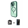 MARSİLYAN™- iPhone 15 Pro Max Kılıf Kıvılcım Modern Koleksiyonu - Siyah 3D Antistatik Hayalet Cam Ekran Koruyucu + PVD Metal Kamera Lens - TU