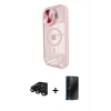 MARSİLYAN™- iPhone 15 Pro Max Kılıf Kıvılcım Modern Koleksiyonu - Siyah 3D Antistatik Hayalet Cam Ekran Koruyucu + Siyah Raze Metal Kamera Lens