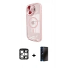 MARSİLYAN™- iPhone 15 Pro Max Kılıf Kıvılcım Modern Koleksiyonu - Siyah 3D Antistatik Hayalet Cam Ekran Koruyucu + PVD Metal Kamera Lens - GS