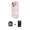 MARSİLYAN™- iPhone 15 Pro Max Kılıf Kıvılcım Modern Koleksiyonu - Siyah 3D Antistatik Hayalet Cam Ekran Koruyucu + PVD Metal Kamera Lens - TU