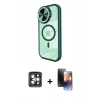 MARSİLYAN™- iPhone 15 Pro Max Kılıf Kıvılcım Modern Koleksiyonu - Siyah 3D Antistatik Mat Seramik Nano Ekran Koruyucu + PVD Metal Kamera Lens - GI