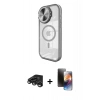 MARSİLYAN™- iPhone 15 Pro Max Kılıf Kıvılcım Modern Koleksiyonu - Siyah 3D Antistatik Mat Seramik Nano Ekran Koruyucu + Raze Metal Kamera Lens - TMGI
