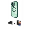 MARSİLYAN™- iPhone 15 Pro Max Kılıf Kıvılcım Modern Koleksiyonu - Siyah 3D Antistatik Mat Seramik Nano Ekran Koruyucu + Raze Metal Kamera Lens - GS
