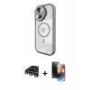 MARSİLYAN™- iPhone 15 Pro Max Kılıf Kıvılcım Modern Koleksiyonu - Siyah 3D Antistatik Mat Seramik Nano Ekran Koruyucu + Raze Metal Kamera Lens - GS