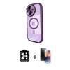 MARSİLYAN™- iPhone 15 Pro Max Kılıf Kıvılcım Modern Koleksiyonu - Siyah 3D Antistatik Mat Seramik Nano Ekran Koruyucu + PVD Metal Kamera Lens - TU