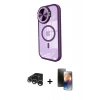 MARSİLYAN™- iPhone 15 Pro Max Kılıf Kıvılcım Modern Koleksiyonu - Siyah 3D Antistatik Mat Seramik Nano Ekran Koruyucu + Raze Metal Kamera Lens - GS