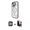 MARSİLYAN™- iPhone 15 Pro Max Kılıf Kıvılcım Modern Koleksiyonu - Siyah 3D Antistatik Mat Seramik Nano Ekran Koruyucu + PVD Metal Kamera Lens - SH