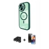 MARSİLYAN™- iPhone 15 Pro Max Kılıf Kıvılcım Modern Koleksiyonu - Siyah 3D Antistatik Mat Seramik Nano Ekran Koruyucu + Raze Metal Kamera Lens - TMGI