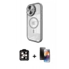 MARSİLYAN™- iPhone 15 Pro Max Kılıf Kıvılcım Modern Koleksiyonu - Siyah 3D Antistatik Mat Seramik Nano Ekran Koruyucu + PVD Metal Kamera Lens - TU