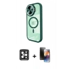 MARSİLYAN™- iPhone 15 Pro Max Kılıf Kıvılcım Modern Koleksiyonu - Siyah 3D Antistatik Mat Seramik Nano Ekran Koruyucu + PVD Metal Kamera Lens - SH